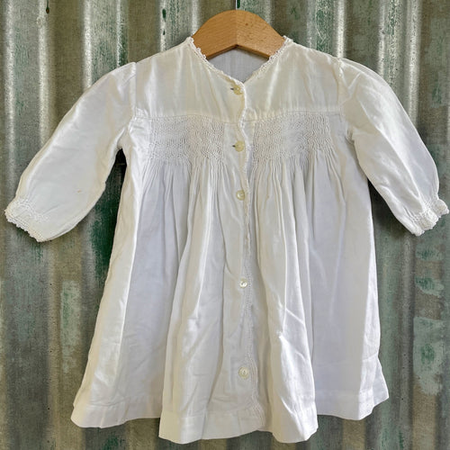 Christening Baptism Gown Handmade Vintage Smocked Cotton White Baby Girl Baby Boy - OOAK - Phoenix Menswear