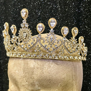 Classic Gold Diamante Tiara - Phoenix Menswear