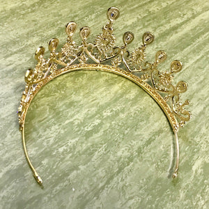 Classic Gold Diamante Tiara - Phoenix Menswear