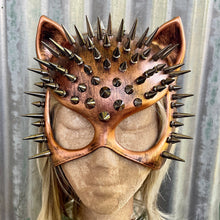 Load image into Gallery viewer, Copper Spiked Cat Mask Silver Costume Steampunk - Phoenix Menswear