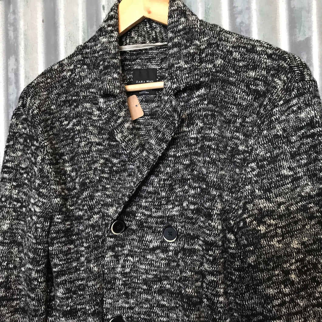 Cotton Cardigan Grey Fleck Double Breasted Zara Man Sz M - OOAK - Phoenix Menswear