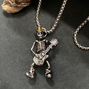 Cowboy Skeleton Musician Pendant on Chain - Phoenix Menswear