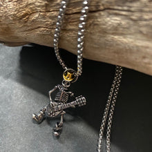 Load image into Gallery viewer, Cowboy Skeleton Musician Pendant on Chain - Phoenix Menswear