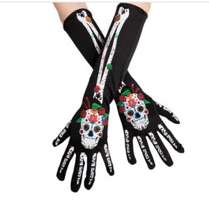 Day of the Dead Skeleton Gloves Long Halloween - Phoenix Menswear