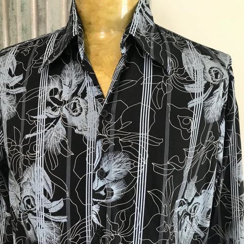 Diesel Navy Abstract Floral Stripe L/S Shirt Sz XL - OOAK - Phoenix Menswear