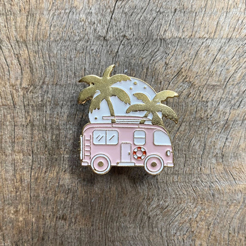 Enamel Pin - Camper Van in Pink - Phoenix Menswear