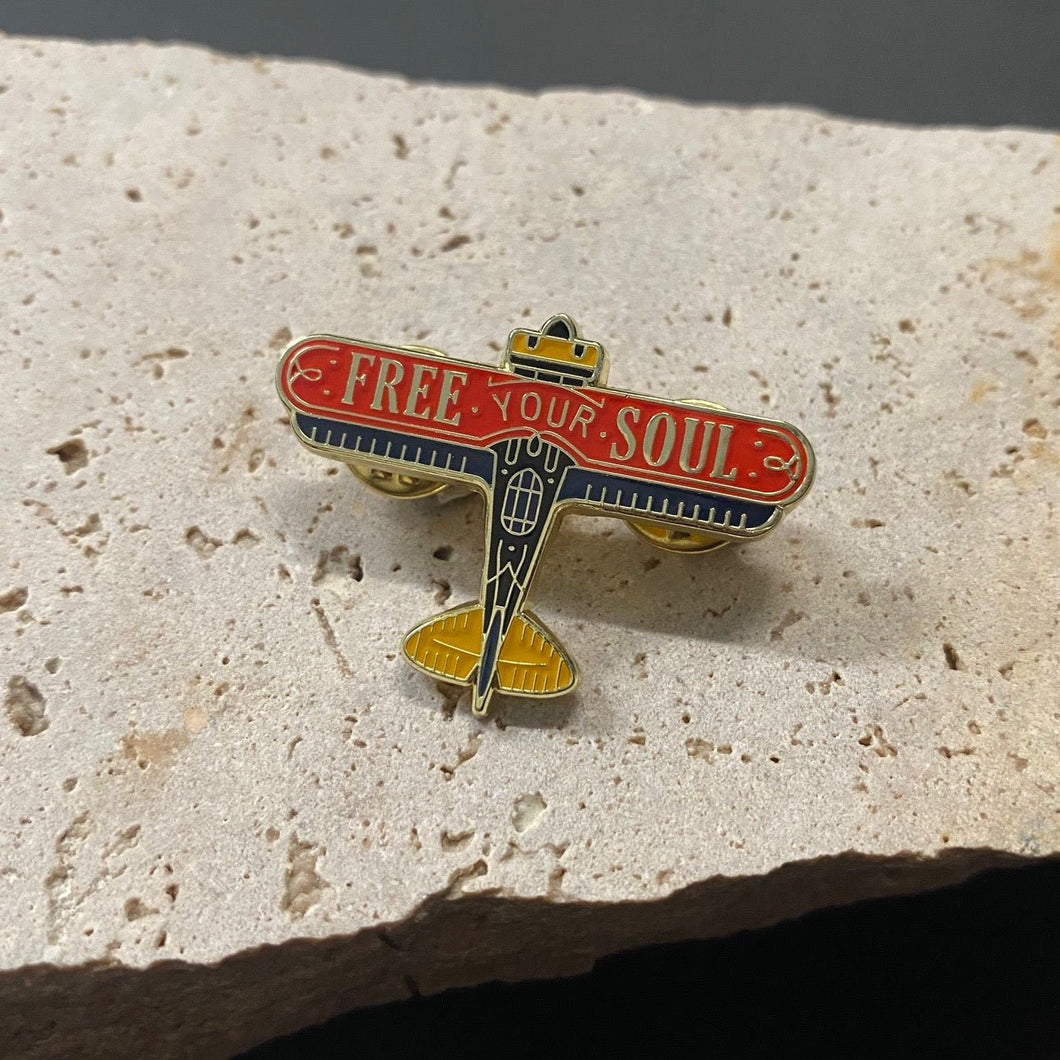 Enamel Pin - Free Your Soul Airplane - Phoenix Menswear