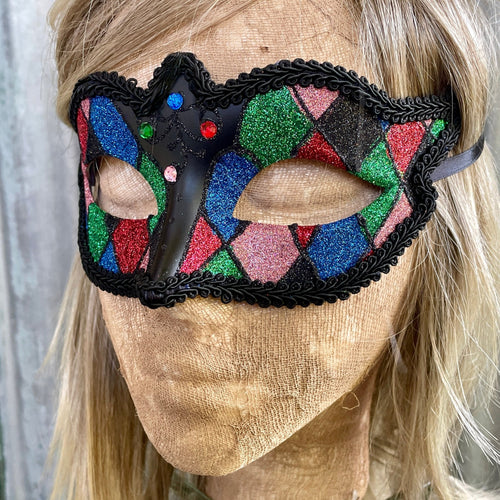 Eye Mask Colourful Mardi Gras Masquerade Harlequin - Phoenix Menswear