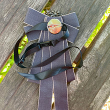 Load image into Gallery viewer, Fancy Neck Tie Black with Silver and Black Jewel - Phoenix Menswear