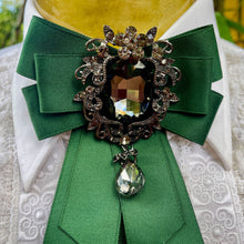 Load image into Gallery viewer, Fancy Neck Tie Green with Silver and Black Jewel - Phoenix Menswear