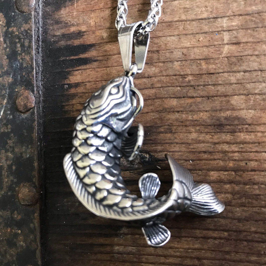 Buy Koi Necklace, Japanese Koi Carp Fish Kohaku Charm, Miniature Small  Animal Aquarium Pond Pendant, Hypoallergenic Stainless Steel Chain Short  Online in India - Etsy