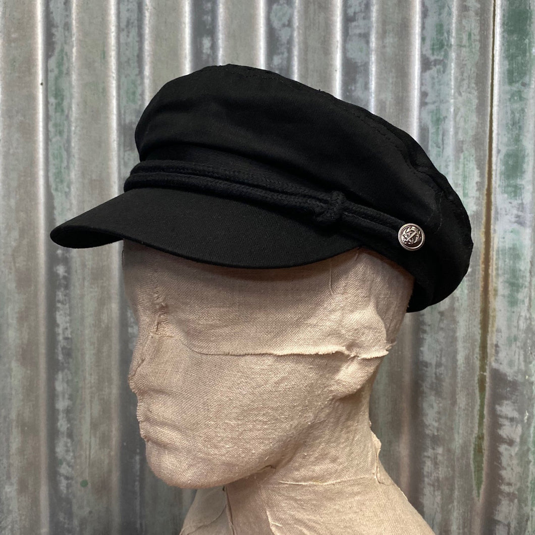 Fisherman Cap in Black Cotton - Phoenix Menswear
