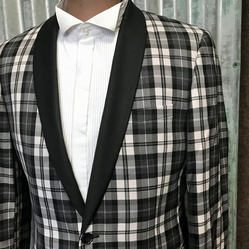 Formal Black and White Check Blazer Sz L - New - OOAK - Phoenix Menswear