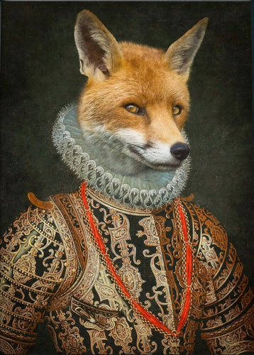 Fox Portrait Glossy Print Vintage Renaissance Painting Reproduction. - Phoenix Menswear