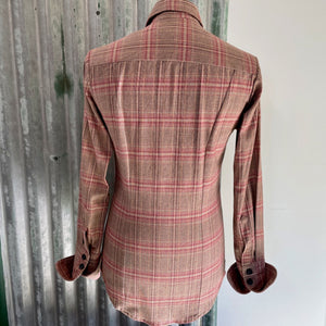 Francis by Kwamee Shirt Brown Red Check L/S Sz S - OOAK - Phoenix Menswear