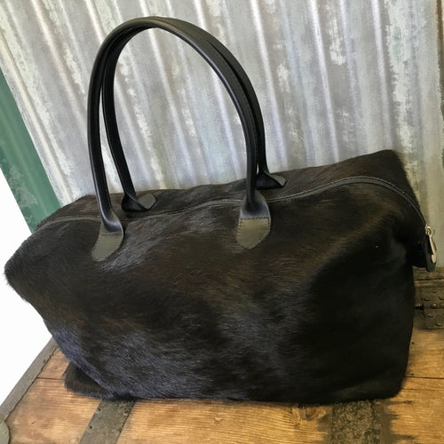 Genuine Leather Cowhide Weekend Duffel Travel Bag Dark Brown - Made in Australia - OOAK - Phoenix Menswear