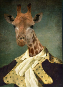 Giraffe Portrait Glossy Print Vintage Renaissance Painting Reproduction. - Phoenix Menswear