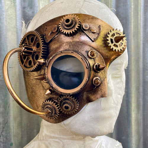 Half Faced Steampunk Mask Copper - One Size - Phoenix Menswear
