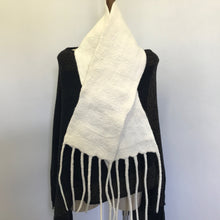 Load image into Gallery viewer, Hand Felted White Merino Wool Scarf Unisex - OOAK - Phoenix Menswear