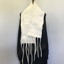 Load image into Gallery viewer, Hand Felted White Merino Wool Scarf Unisex - OOAK - Phoenix Menswear