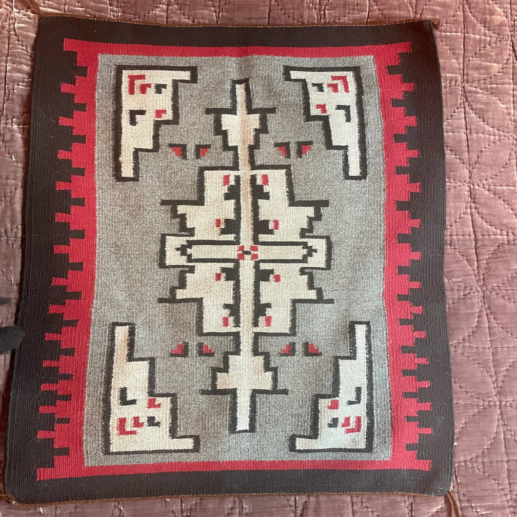 Hand Woven Vintage Aztec Style Wool Red Black Grey White Rug Wall Hanging - OOAK - Phoenix Menswear