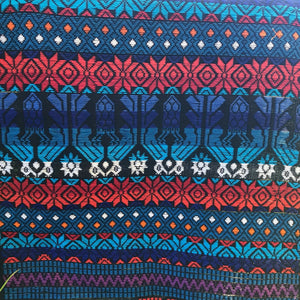 Hand Woven Vintage Cotton Table Runner Navy Red Orange - OOAK - Phoenix Menswear