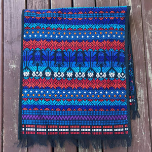 Hand Woven Vintage Cotton Table Runner Navy Red Orange - OOAK - Phoenix Menswear