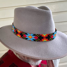 Load image into Gallery viewer, Handmade Beaded Aztec Hatband Black Red Orange Yellow Turquoise Blue Geometric - Phoenix Menswear