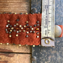 Load image into Gallery viewer, Handmade Beaded Suede Cuff Bracelet Rust Brown w/Gold Metal Beads - Boxed - OOAK - Phoenix Menswear