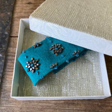 Load image into Gallery viewer, Handmade Beaded Suede Cuff Bracelet Turquoise Blue Silver Metal Beads - Boxed - OOAK - Phoenix Menswear