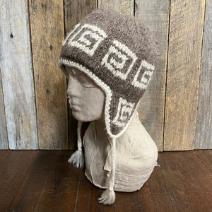 Handmade Beanie Brown and Cream Wool Unisex Preloved - OOAK - Phoenix Menswear