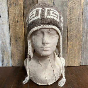 Handmade Beanie Brown and Cream Wool Unisex Preloved - OOAK - Phoenix Menswear