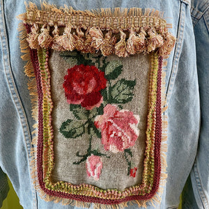 Handmade Immortal Kraft Patchwork Upcycled Vintage Denim Jacket Vintage Trim Sz L - OOAK - Phoenix Menswear