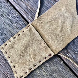 Handmade Suede Medicine Pouch Embroidered Swallow Small Boho Hippie Tribal - OOAK - Phoenix Menswear