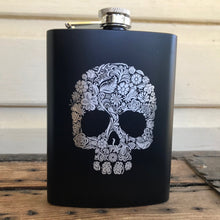 Load image into Gallery viewer, Hip Flask Sugar Skull - Stainless Steel - 8oz - Phoenix Menswear