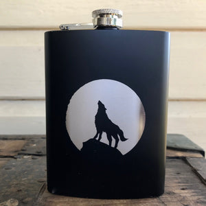 Hip Flask Wolf - Stainless Steel - 8oz - Phoenix Menswear