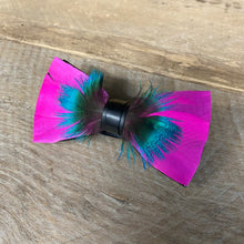 Load image into Gallery viewer, Feather Bow Tie Magenta &amp; Teal