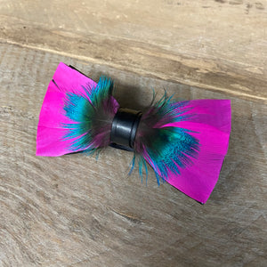 Feather Bow Tie Magenta & Teal