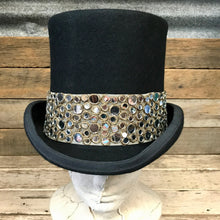 Load image into Gallery viewer, Immortal Kraft Black Wool Felt Top Hat - Mirror Trim - OOAK - Phoenix Menswear