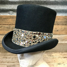 Load image into Gallery viewer, Immortal Kraft Black Wool Felt Top Hat - Mirror Trim - OOAK - Phoenix Menswear