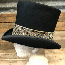 Load image into Gallery viewer, Immortal Kraft Black Wool Felt Top Hat - Mirror Trim - OOAK - Phoenix Menswear