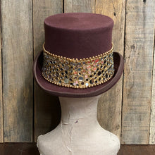 Load image into Gallery viewer, Immortal Kraft Brown Wool Felt Top Hat - Mirror Trim Sz L - OOAK - Phoenix Menswear