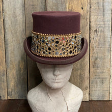 Load image into Gallery viewer, Immortal Kraft Brown Wool Felt Top Hat - Mirror Trim Sz L - OOAK - Phoenix Menswear
