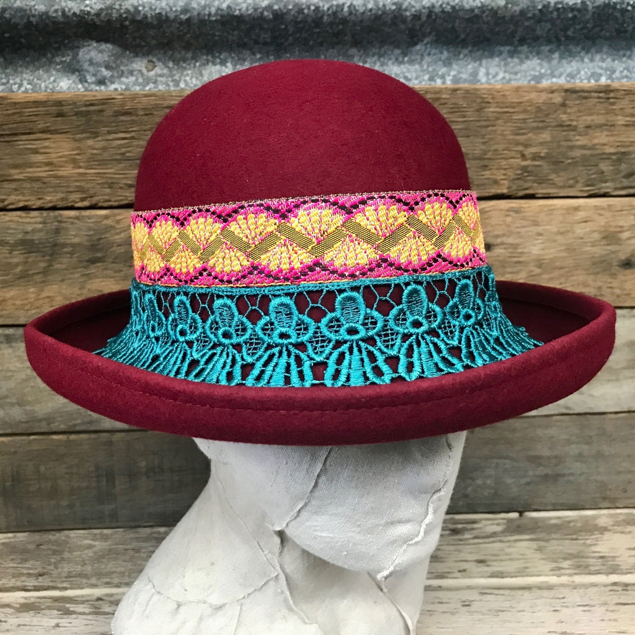 Burgundy 2025 bowler hat