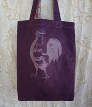 Load image into Gallery viewer, Immortal Kraft Handmade Purple Brushed Cotton Shoulder Bag Chicken Print - OOAK - Phoenix Menswear