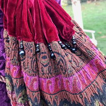 Load image into Gallery viewer, Immortal Kraft Handmade Velvet Burgundy Backpack Boho Hippie Tribal Stripe - OOAK - Phoenix Menswear