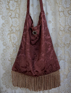 Immortal Kraft Handmade Vintage Damask Shoulder Bag Pink Fringe - OOAK - Phoenix Menswear