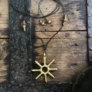 Immortal Kraft Tribal African Hand Crafted Necklace Bronze Sun Pendant - OOAK - Phoenix Menswear