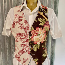 Load image into Gallery viewer, Immortal Kraft Vest Handmade in Australia Upcycled Floral Brown Pink Silk Burgundy Lining Sz M -OOAK - Phoenix Menswear