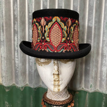 Load image into Gallery viewer, Immortal Kraft Wool Felt Top Hat - Elaborate Floral Embroidered Trim Sz S - OOAK - Phoenix Menswear